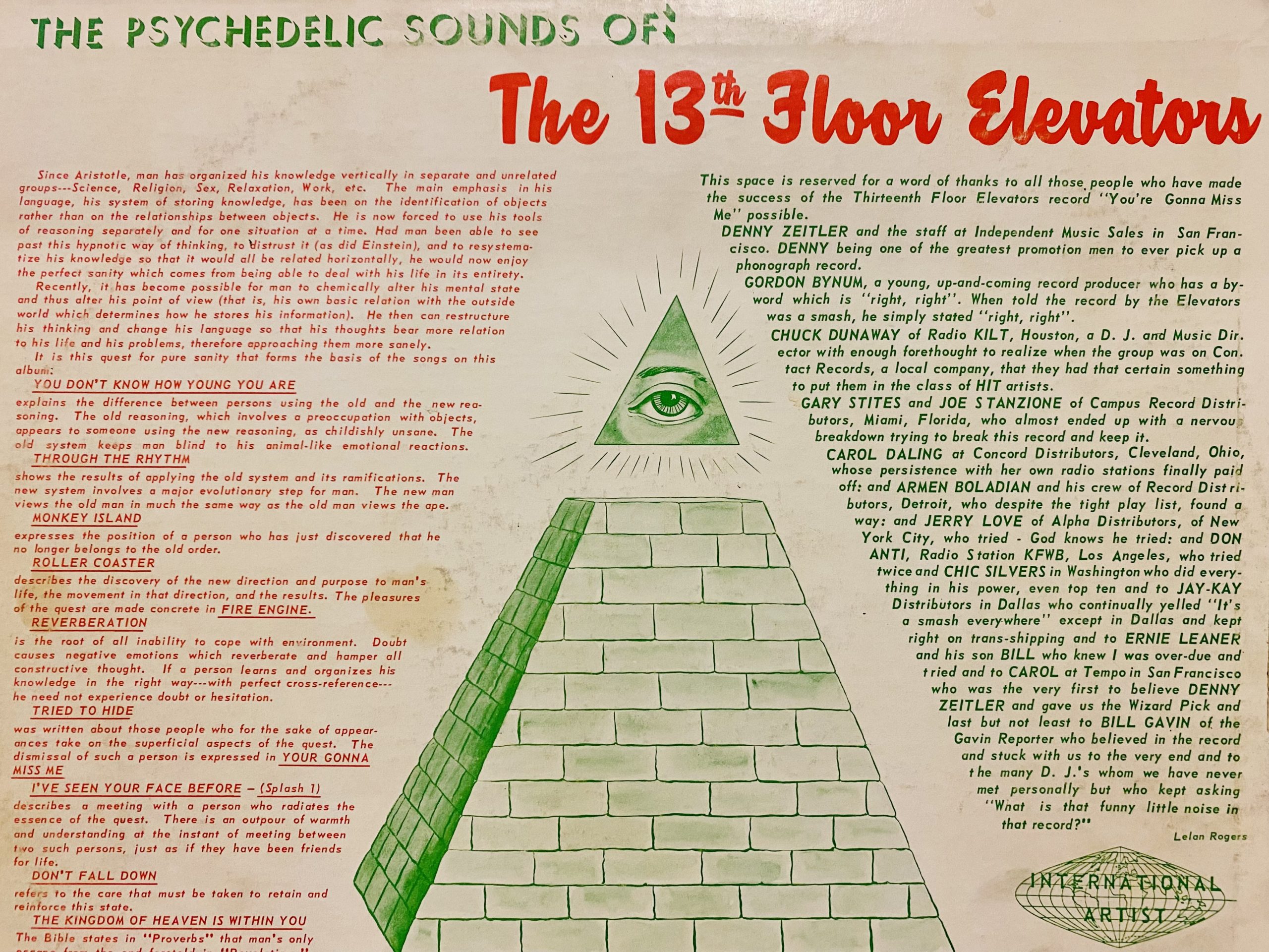 Psychedelic Sounds of the  13th Floor Elevators Sleeve Back